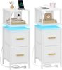 Nachttisch, 2er Set, Nachtschrank Schmal, Beistelltisch, Beistelltisch mit 2 Stoff-Schubladen und Regalen, Nachtschrank Schlafzimmer, für Schlafzimmer Wohnzimmer Modern 30,2 x 24 x 67 cm Weiß Bild 2