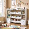 SONGMICS Kinderregal mit 4 offenen Fächern, Kinderregal, 9 mittlere und 2 seitliche Boxen, 30 x 143,8 x 104 cm, weiß Bild 2