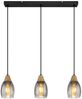 Hängelampe, Metall, Holzoptik, Glas rauchfarben, L 55 cm Bild 4