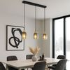 Hängelampe, Metall, Holzoptik, Glas rauchfarben, L 55 cm Bild 2