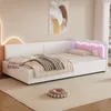 Schlafsofa mit LED-Beleuchtung und Lattenrost, 90x200 cm, Polsterbett, Einzelbett, Jugendbett, Vlies Bild 3