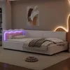 Schlafsofa mit LED-Beleuchtung und Lattenrost, 90x200 cm, Polsterbett, Einzelbett, Jugendbett, Vlies Bild 2