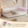 Schlafsofa mit LED-Beleuchtung und Lattenrost, 90x200 cm, Polsterbett, Einzelbett, Jugendbett, Vlies Bild 5