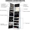 2-in-1 großer und abschließbarer Schmuckschrank mit Ganzkörperspiegel Freistehender Schmuckständer Weiß Bild 3