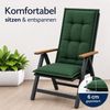 BURI 6x Auflagen Set Hochlehner für Gartenstühle 120x48x7cm Sesselauflagen Polster UV Lichtecht - Gartenstuhlauflagen Stuhlkissen mit Dicker Schaumstoff Füllung (Dunkelgrün) Bild 4