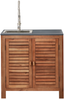 Outdoor-Küchenschrank mit Spüle BRUCOLI Akazienholz Braun Silber Bild 5