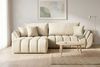 Ecksofa Schlafsofa Sofa COLLIN in Stoff Monolith Ecru Ottomane Links Bild 1