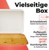 Lumaland Cuisine Brotkasten | Brotdose aus Metall mit Bambus Deckel | Brotbox rechteckig 30,5 x 23,5 x 14 cm | 2in1 Brotbehälter & Schneidebrett [Weiß] Bild 2