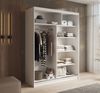 MOEBLO Schiebetürenschrank CAMBRIA 150 (modern, mit Spiegel, viel Stauraum, 2-türig, Weiß/Schwarz, Schwebetürenschrank 2-türig Schrank Garderobe Schiebtüren Schlafzimmer Wohnzimmerschrank mit Spiegel) (BxHxT): 150x200x58cm Bild 3