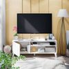 Dmora Fernsehschrank Viring, Ständer für Wohnzimmerfernseher, Niedriges Wohnzimmer-Sideboard, TV-Ständerbasis, 135x40 h50 cm, Weiß Bild 4