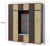 Garderoben-Set Rosario Version 4 mit Lamellen, Kleiderschrank mit Polsterplatten und Schuhschrank (Schwarz / Eiche Artisan, Trinity 08), 225 x 40 x 210 cm Bild 2