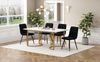 Merax Essgruppe (5-tlg), Esstisch mit 4 Stühlen Set, Moderner Küchentisch Set , 140×80cm Küchentisch mit Golden Metallbeinen, MDF Tischplatte in Weißer, Schwarz Samt Esszimmerstühle Bild 2