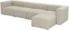 Sofa 4-Sitzer mit Hocker rechts Kattrina Flachgewebe creme Bild 3