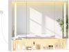 Spiegelschrank Bad mit LED-Beleuchtung, zusätzliche LED-Beleuchtung Oben und unten, 3 Farbtemperatur Dimmbare, Badspiegelschrank, Verstellbare Regal, 21 x 90 x 76 cm, Weiß Bild 2