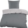 KH-Haushaltshandel Wendebettwäsche 4-tlg. Microfaser Wende Bettwäsche grau/silber uni/einfarbig, Microfaser, 4 teilig, 135x200+80x80 oder 155x220+80x80cm Bild 3
