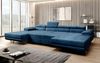 Designer Sofa Calvera U mit Schlaf- und Klappfunktion (Samt) Blau Samt Bild 4