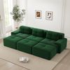 3-Sitzer Modulsofa aus Cord in Grün H 69 x T 293 x B 177 cm mit Schlaffunktion und 3 Hockern Bild 2