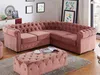 Vente-unique - Ecksofa - Samt - Hellgrau - CHESTERFIELD Bild 4