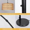 LMaxhome LED Stehlampe Boho Stehleuchte Rattan Drehknopfschalter Steh-Ecklampe 180CM, Doppelter Lampenschirm, LED fest integriert, Warmweißes Licht, mit 3 LED-Glühbirne Vintage Leselampe für Büro Schlafzimmer Wohnzimmer Bild 3