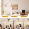 LMaxhome LED Stehlampe Boho Stehleuchte Rattan Drehknopfschalter Steh-Ecklampe 180CM, Doppelter Lampenschirm, LED fest integriert, Warmweißes Licht, mit 3 LED-Glühbirne Vintage Leselampe für Büro Schlafzimmer Wohnzimmer Bild 2