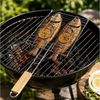 BAYLI Grillspieß Fischbräter 2er Set mit Holzgriff 23,5 x 23,5 cm – Fischkorb Grillkorb Bild 3
