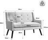 LVHOM 2-Sitzer Sofa aus Leinenstoff mit Knopfsteppung, Loveseat mit hochdichter Schaumstoffpolsterung und Massivholzbeinen, Stoffsofa für Wohnzimmer & Büro, bis 260kg, Beige Bild 5
