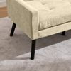 LVHOM 2-Sitzer Sofa aus Leinenstoff mit Knopfsteppung, Loveseat mit hochdichter Schaumstoffpolsterung und Massivholzbeinen, Stoffsofa für Wohnzimmer & Büro, bis 260kg, Beige Bild 4