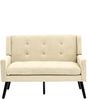 LVHOM 2-Sitzer Sofa aus Leinenstoff mit Knopfsteppung, Loveseat mit hochdichter Schaumstoffpolsterung und Massivholzbeinen, Stoffsofa für Wohnzimmer & Büro, bis 260kg, Beige Bild 2