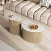 Couchtisch-Set aus 2, MDF mit Marmor- & Holzoptik, 60x37x38 cm + 40x25x50 cm, Natur/Weiß Bild 4