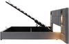 Polsterbett 160x200cm, USB, Lampe, Schachbrett, Samt, Grau Bild 3