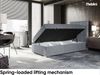 MEBLINI Boxspringbett LUKAS 90x200 cm mit Bettkasten - H4/Grau Samt Gepolstert Einzelbett mit Topper & Taschenfederkern-Matratze - 90x200 Rechts Bild 3