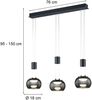 LED Pendelleuchte MADISON 3-flammig Rauchglas, höhenverstellbar, Breite 82cm Bild 4