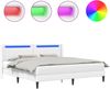 vidaXL Bettrahmen mit LED-Lichtleisten Weiß 180 x 200 cm Kunstleder 42027989 Bild 2