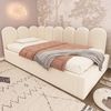 KLAM HOME Polsterbett Kinderbett Daybett 90x190/200cm, Schlafsofa mit Metall-Lattenrost (Jugendbett mit hydraulischem Stauraum, Samt, Beige, Rosa), Einzelbett für Wohnzimmer, Kinderzimmer, Schlafzimmer Bild 3
