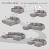 Modulares 4-Sitzer Cordsofa m. 2 Hockern, Getränkehalter, Tasche, Dunkelgrau Bild 5