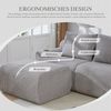 Modulares 4-Sitzer Cordsofa m. 2 Hockern, Getränkehalter, Tasche, Dunkelgrau Bild 3