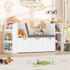 HOMECHO Spielzeugtruhe, 156cm Kinderregal mit Sitzbank, Boxen auf Rollen Bild 4
