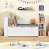 HOMECHO Spielzeugtruhe, 156cm Kinderregal mit Sitzbank, Boxen auf Rollen Bild 3