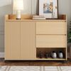 Flurschrank 110x35x86 cm - Mobiler Schuhschrank mit Rollen & verstellbaren Trennwänden Bild 3