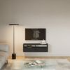 Selsey 'Framme' hängendes TV-Board mit zwei Klappen und offenen Ablagen, Schwarz, 100 cm Bild 2