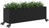 vidaXL Hochbeet mit Rollen & 3 Fächern Schwarz 107x32x38cm Poly Rattan 366419 Bild 4