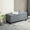 HOMCOM Sitzbank Polsterbank mit Stauraum Truhenbank Flur Schlafzimmer Wohnzimmer leinenartiges Polyester Gummiholz Hellgrau 100 x 40 x 44 cm Bild 2