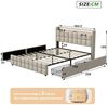 Simurq Polsterbett Doppelbett StauraumBett LED 160x200 cm (Leises Design Bett, Modernes Jugendbett), Mit LED-Beleuchtung, Lattenrost und Ladefunktion, Leinen Bild 3