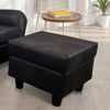 Ohrensessel mit Hocker Landhaus Polster-TV-Lesesessel Lederoptik Vintage Schwarz Bild 4