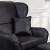 Ohrensessel mit Hocker Landhaus Polster-TV-Lesesessel Lederoptik Vintage Schwarz Bild 5