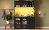 Küchenschrank Hochschrank Vitrinenschrank Buffetschrank mit Verstellbaren Ablagen Esszimmerschrank Sideboard mit LED-Beleuchtung schwarz Bild 4