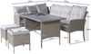 Merax Rattan Gartenmöbel Set 7 Personen, Terassenmöbel Balkonmöbel Set 4-tlg mit Kissen, Gartenlounge Set Loungemöbel Gartengarnitur Sitzgruppe, Khaki Bild 4