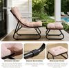 LVHOM Sessel mit Hocker, Gepolsterter Loungesessel aus Cord mit Metallgestell, ergonomischer Relaxsessel für Wohnzimmer und Schlafzimmer, Rosa Bild 3