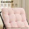 LVHOM Sessel mit Hocker, Gepolsterter Loungesessel aus Cord mit Metallgestell, ergonomischer Relaxsessel für Wohnzimmer und Schlafzimmer, Rosa Bild 4