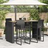 vidaXL Garten-Bartisch mit Holzplatte Schwarz 185x80x110 cm Polyrattan 368700 Bild 3